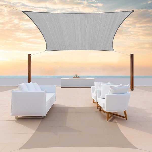 ColourTree 14' x 14' Grey Sun Shade Sail Square Canopy Fabric Cloth Screen, Water Permeable & UV Block UPF50, Heavy Duty, Carport Patio Outdoor - (We Customize Size)