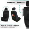 FH Group Full Set Cloth Car Seat Covers, Universal Fit Front and Split Bench Rear, Airbag Compatible, Washable for SUV, Sedan, Van - Black - Image 2
