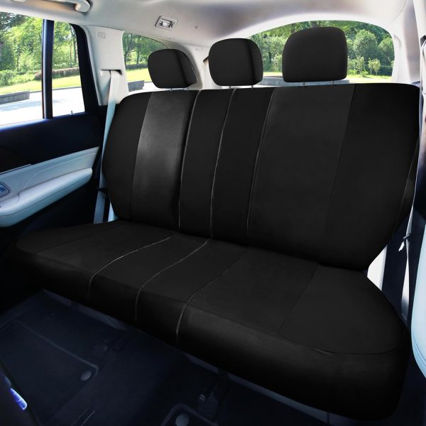 FH Group Full Set Cloth Car Seat Covers, Universal Fit Front and Split Bench Rear, Airbag Compatible, Washable for SUV, Sedan, Van - Black - Image 9