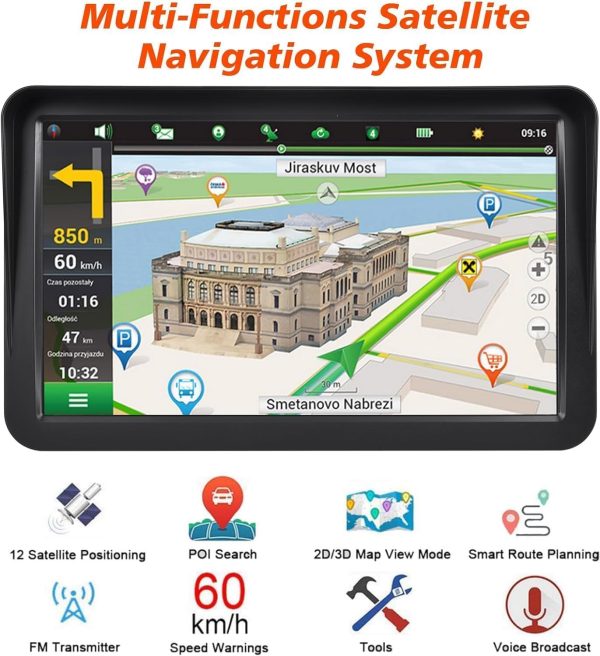 GPS Car Navigator, 9 Inch Display, Voice Guidance, Lifetime Maps with Voice Guidance and Speed Camera Warning 2D&3D map Americas Maps Free Lifetime Map - Image 5