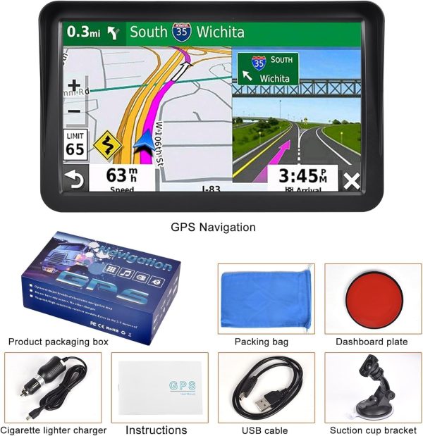 GPS Car Navigator, 9 Inch Display, Voice Guidance, Lifetime Maps with Voice Guidance and Speed Camera Warning 2D&3D map Americas Maps Free Lifetime Map - Image 6