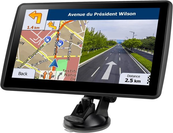 GPS Navigator for Car Truck RV, Latest 2024 Map 7 inch Touch Screen Car GPS, Support Voice Turn Direction Guidance/Speed and Red Light Warning/Custom Truck Routing (Black)