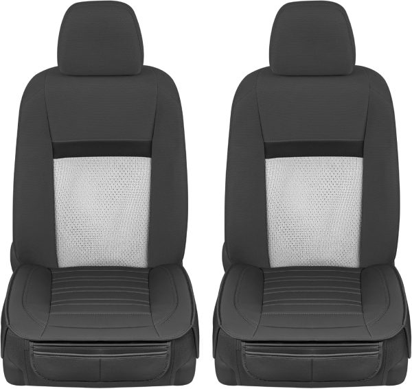 Motor Trend Seat Covers for Cars Trucks SUV, Faux Leather 2-Pack Black Padded with Storage Pockets, Premium Interior Car Seat Cover - Image 7