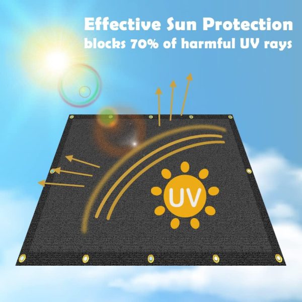 POYEE 70% Shade Cloth, 6.5x20FT Sun Shade Cover Mesh Tarp with Grommets for Plant Garden Greenhouse Patio Vegetable Outdoor Sunblock UV Resistant Shade Net Black - Image 3