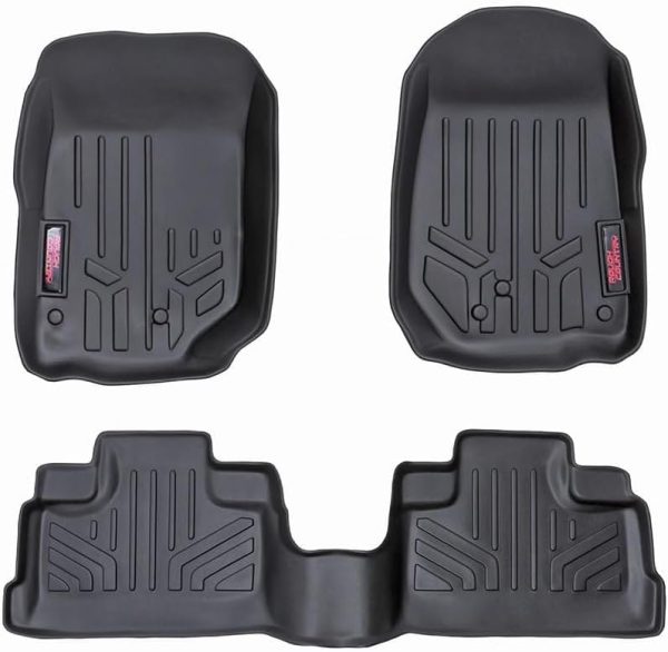 Rough Country Floor Mats for 2007-2013 Jeep Wrangler JK Unlimited - M-60712, Front | Rear, Black