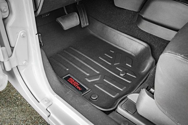 Rough Country Floor Mats for 2007-2013 Jeep Wrangler JK Unlimited - M-60712, Front | Rear, Black - Image 2