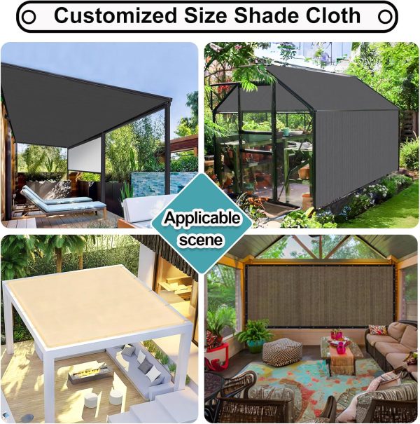 Shade&Beyond Customized Size 90% Sun Shade Cloth with Grommets, 06' X 08' Pergola Shade Cover Canopy, Mesh Tarp Sun Screens for Patio, Outdoor, Garden, Backyard, Mocha, GN03 - Image 6